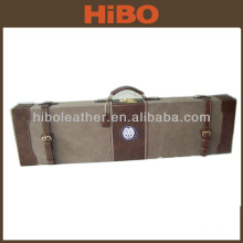 Canvas with genuine leather shooting gun case for hunting